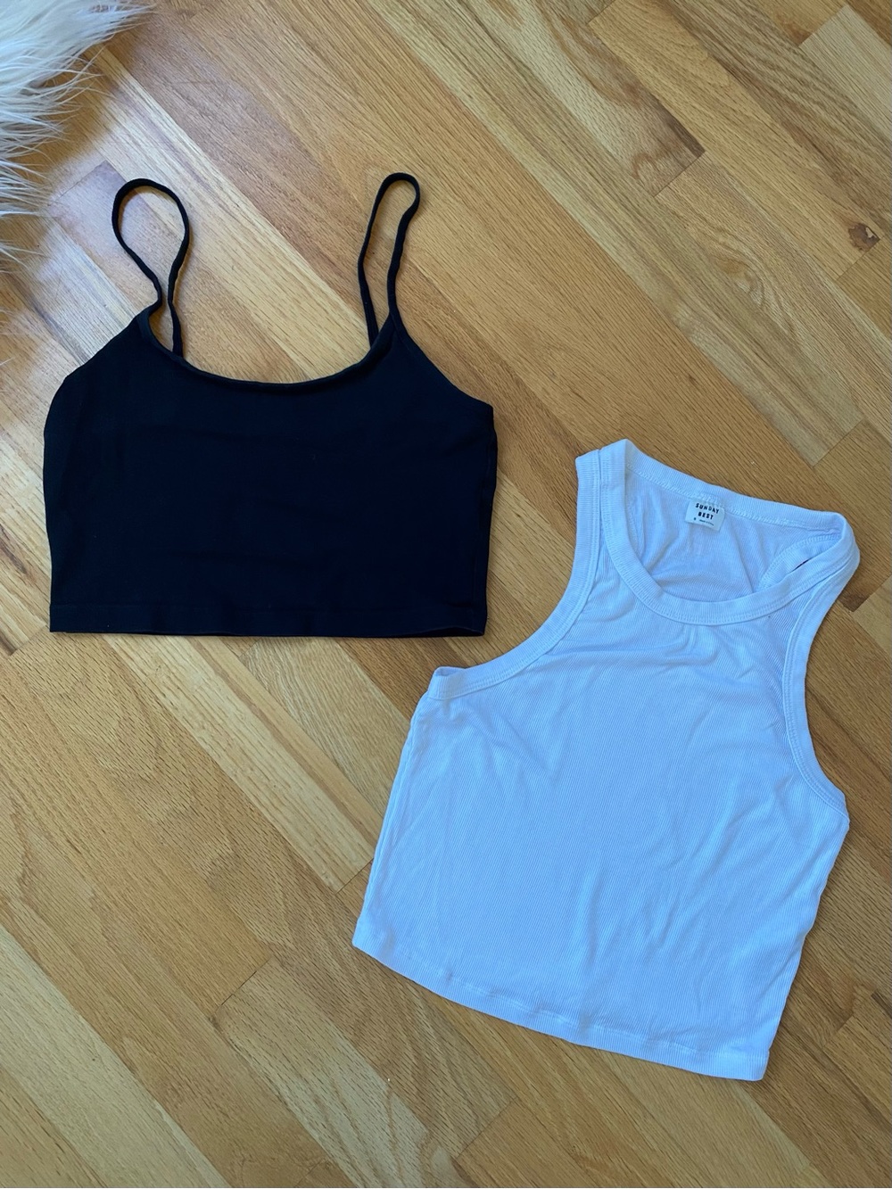 Aritzia TNA Spaghetti-Strap  Cami Crop Top & Sunday Best Ribbed Racer Tank Set